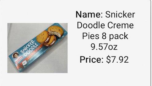 Snicker Doodle Crème Pies 8pk 9.57oz