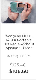 Sangean HDR-14CLX Portable
HD Radio without
Speaker - Clear