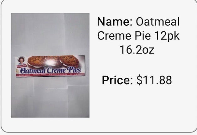 Oatmeal Crème Pies 12pk 16.2 oz