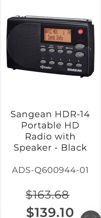 Sangean HDR-14
Portable HD
Radio with
Speaker - Black